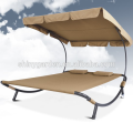 Patio Daybed Lounger Cama de sol doble al aire libre con toldo Sun Shade y 2 almohadas,